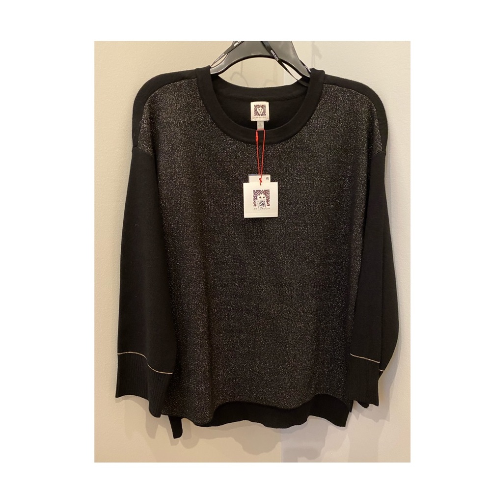 Anne Klein Metallic High-Low Sweater